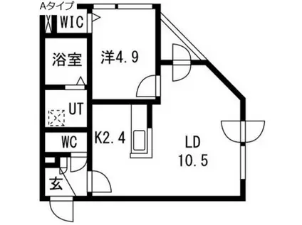 ALPHA琴似PREMIER(1LDK/3階)の間取り写真