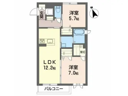 ベレオ新屋敷(2LDK/3階)の間取り写真