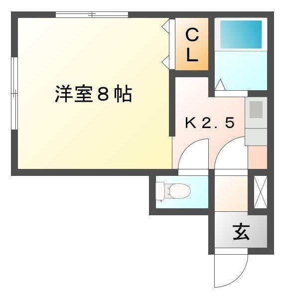 サニープレイスB(1K/1階)の間取り写真