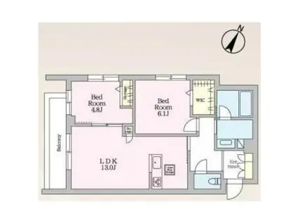 LYNN竹園(2LDK/2階)の間取り写真