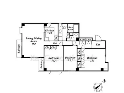 元麻布ハウス(3LDK/2階)の間取り写真