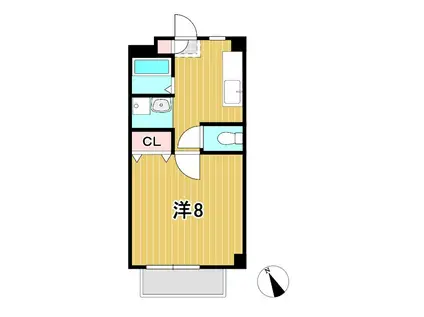 サンハイムB(1K/2階)の間取り写真