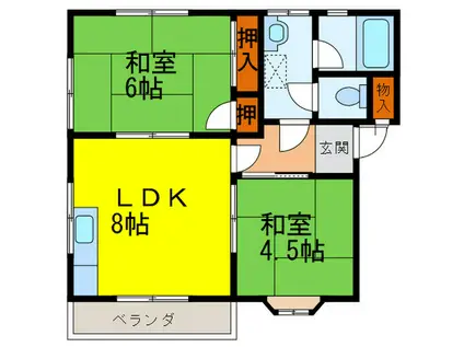 コーポ西邑(2LDK/2階)の間取り写真