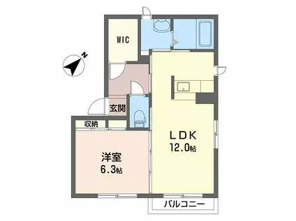 シャーメゾン楽音寺(1LDK/2階)の間取り写真