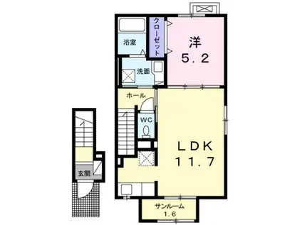 リブリ・東門前(1K/3階)の間取り写真