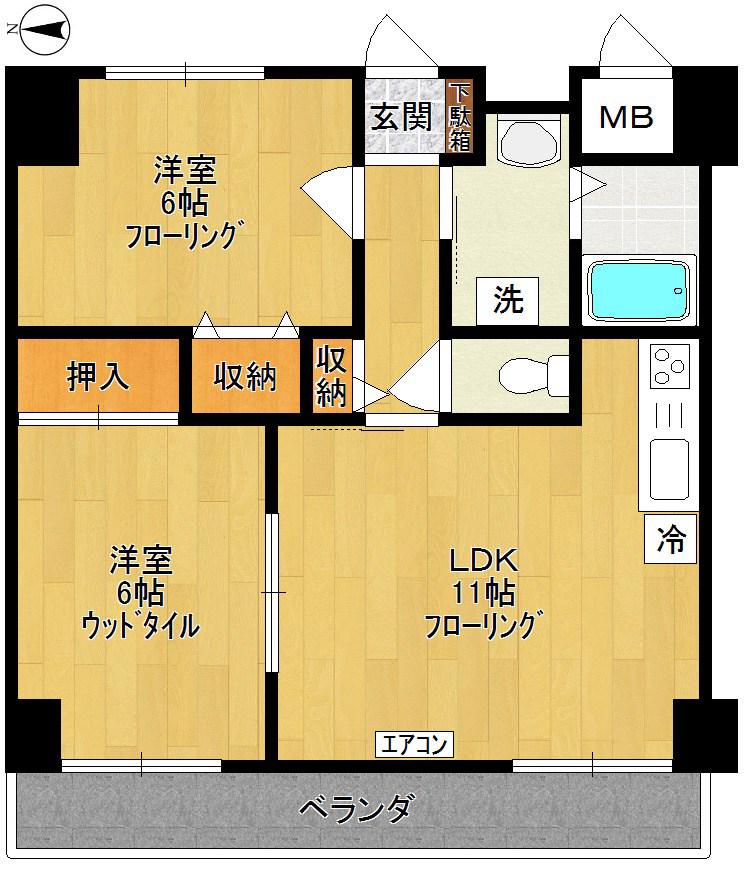 クリアパーシモン(2LDK/3階)の間取り写真