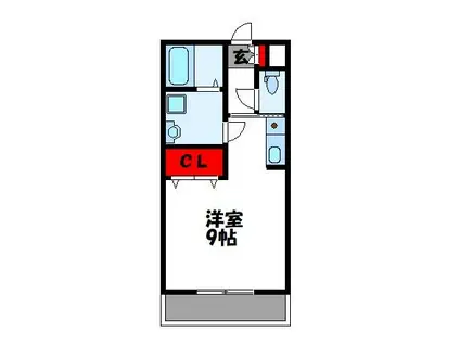 ティエドール柚須(ワンルーム/1階)の間取り写真