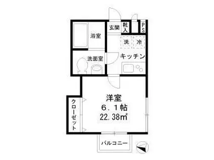 グランドソレーユ(1K/1階)の間取り写真