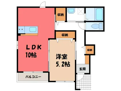ルピナス(1LDK/1階)の間取り写真