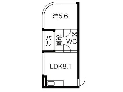 BAUWERK(1LDK/2階)の間取り写真