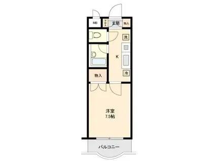 CITY SPIRE仙台(1K/1階)の間取り写真