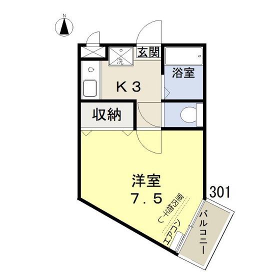 RURU今(1K/3階)の間取り写真