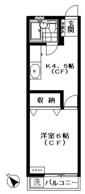コーポ三栄(1K/2階)の間取り写真