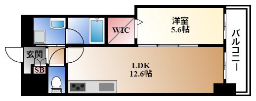 SOU大須(1LDK/13階)の間取り写真