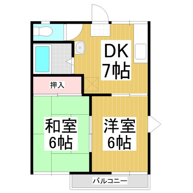 フォーブルなつめ B(2DK/2階)の間取り写真