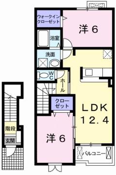 サンリットヴィラA(2LDK/2階)の間取り写真