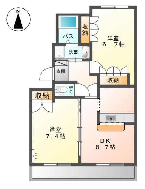 パジェール花水木(2DK/2階)の間取り写真