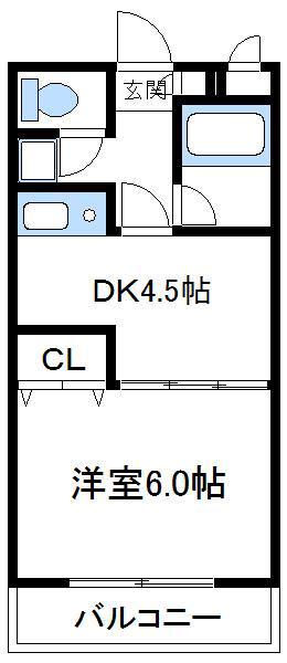 リッシェル相模原(1DK/2階)の間取り写真