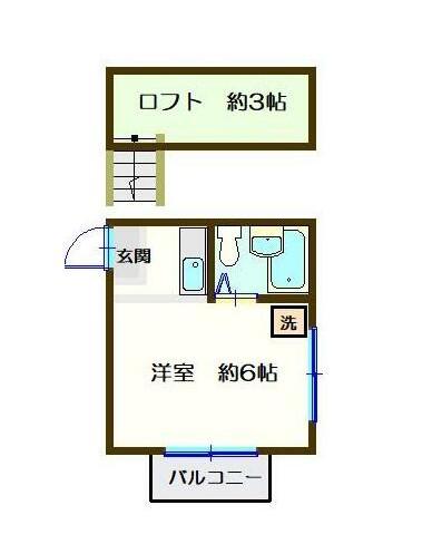 パールハイム(ワンルーム/2階)の間取り写真
