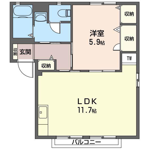 MKコーポ(1LDK/1階)の間取り写真