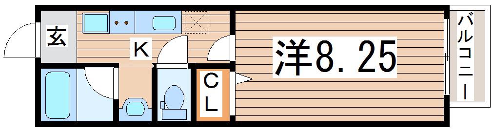 クレアフォーチュン中江(1K/1階)の間取り写真