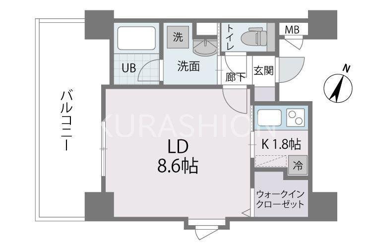 アクタス薬院III(1K/13階)の間取り写真