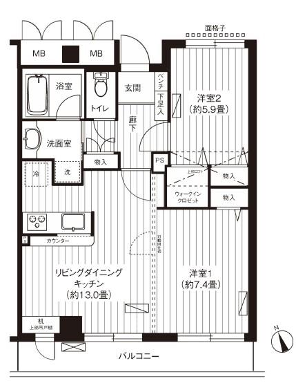 新御茶ノ水アーバントリニティ(2LDK/12階)の間取り写真