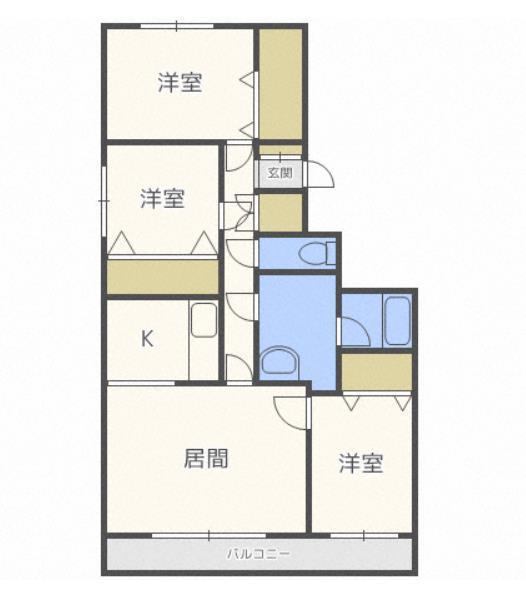 KDマンションI(3LDK/6階)の間取り写真