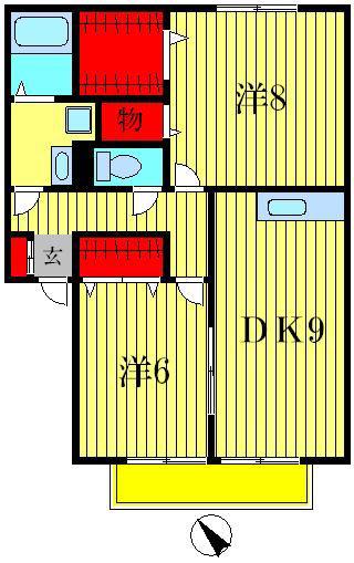 ファミールB(2DK/1階)の間取り写真