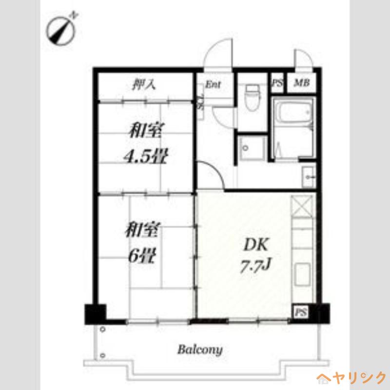 メゾンスヌーピー(2DK/2階)の間取り写真