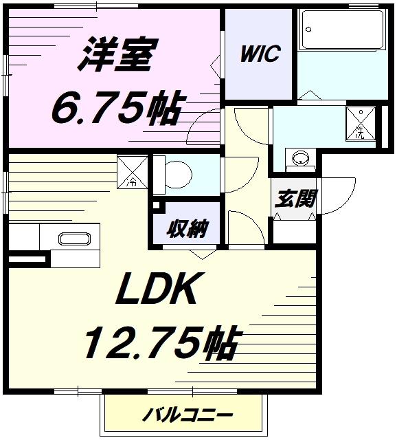 マーブル(1LDK/2階)の間取り写真