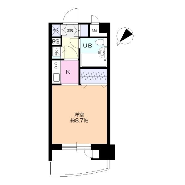 ライオンズマンション盛岡内丸(1K/6階)の間取り写真