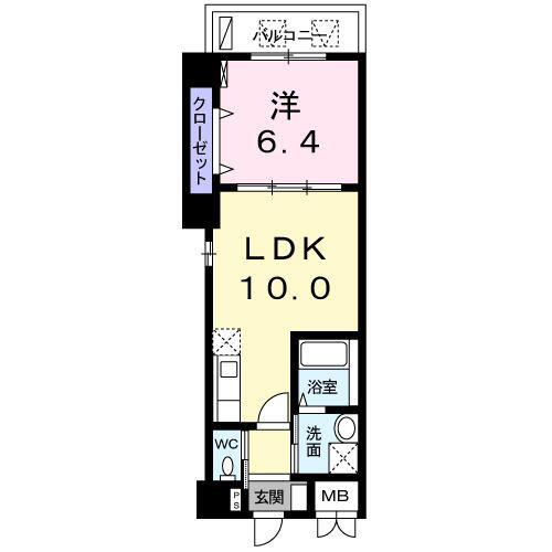 フレスクーラ神楽坂(1LDK/4階)の間取り写真