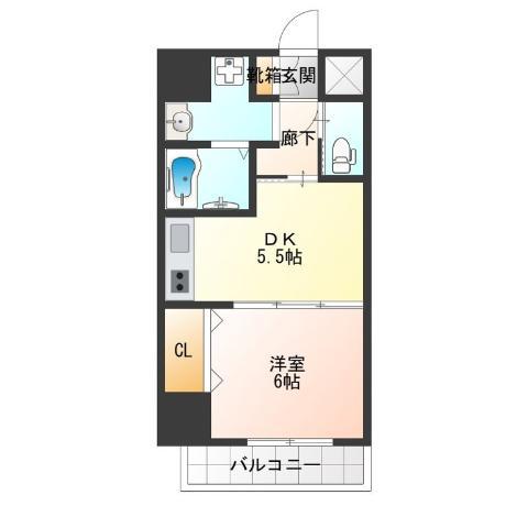 アーバンパーク住之江公園II(1DK/6階)の間取り写真