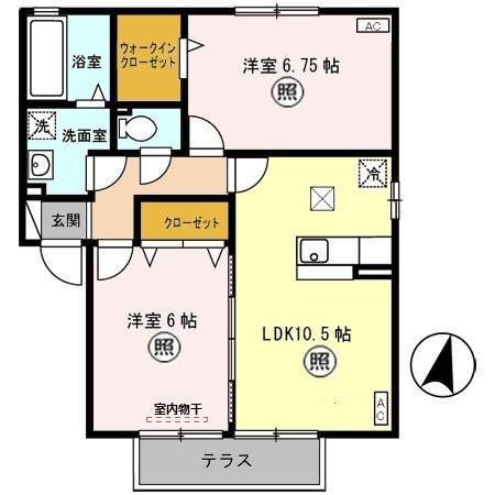 メゾンベール末広(2LDK/2階)の間取り写真