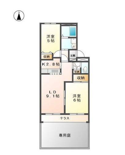 WINDY PLACE(2LDK/1階)の間取り写真