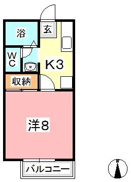 ラ・クプル93(1K/2階)の間取り写真