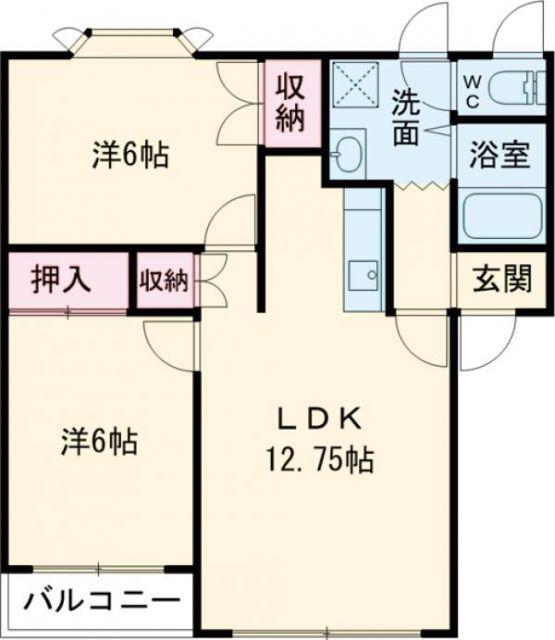マンションベル(2LDK/2階)の間取り写真