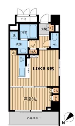 エイチエフ新横浜レジデンス(1LDK/3階)の間取り写真