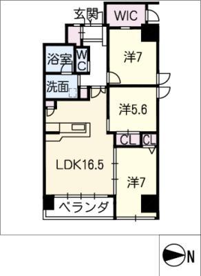 THE RESIDENCE M・KANOU(3LDK/5階)の間取り写真