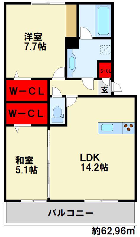 NEST PIECE 原町(2LDK/1階)の間取り写真