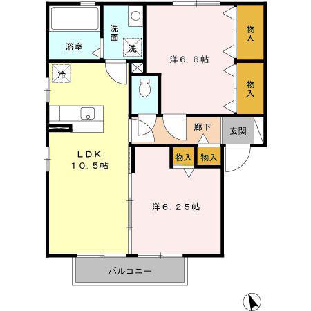 メゾン・ド・ペッツ アルル(2LDK/2階)の間取り写真