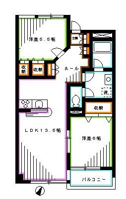 ラベンダーテラス(2LDK/2階)の間取り写真