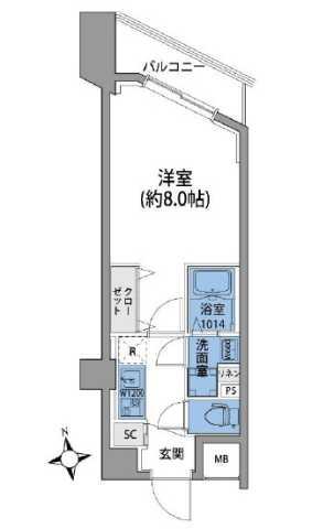 ルネサンスコート田端(1K/2階)の間取り写真
