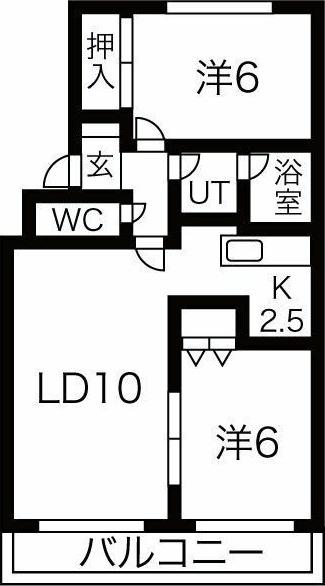 マリノス24(2LDK/3階)の間取り写真