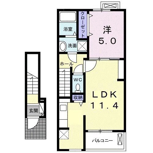 セイコウ光 下松(1LDK/2階)の間取り写真