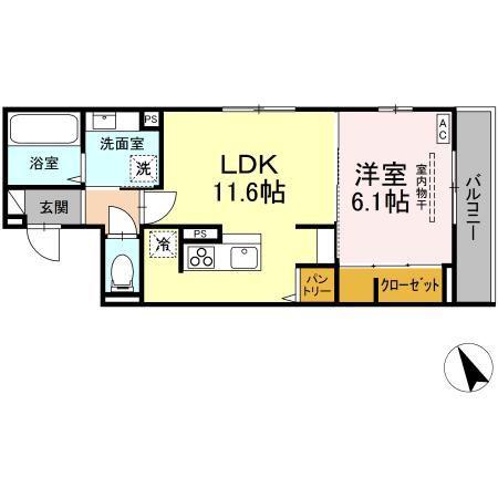 DーROOM すいせん通(1LDK/2階)の間取り写真