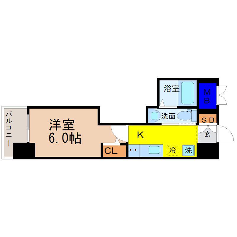 エステムコート名古屋千種グレイス(1K/8階)の間取り写真