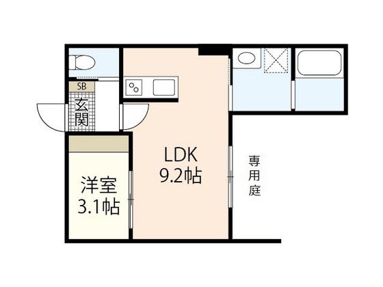 LIEN翠(1LDK/1階)の間取り写真