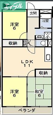 南方パークマンション(3LDK/5階)の間取り写真